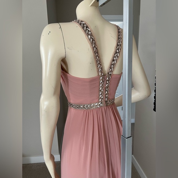 BCBGMAXAZRIA “Celestine” Beaded Halter Gown – Misty Rose – Size 0 - Picture 10 of 15